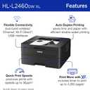 Brother HL-L2460DWW XL Wireless Compact Monochrome Printer with Duplex Copy & Scan, Fax, Black & White | Up to 4,200 Pages of Toner Included(1), Works with Alexa