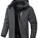 UTWGN Men's Ski Jacket Winter Warm Snow Coat Waterproof Windbreaker Hooded Work Outerwear Snowboarding Jackets L