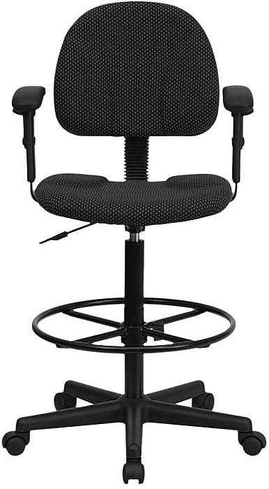 Flash Furniture Fabric Adjustable Drafting Chair, Black, Set of 1