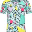DOOPCCOR 90s Shirt 80s Shirts for Men 80s 90s Disco Retro Casual Button-Down Shirts 80s Mens Clothing (Medium)