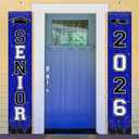 Blue and Black Senior 2026 Porch Sign Banner, Graduation Party Decorations 2026 Senior Door Banner, Class of 2026 High School Congrats Grad Party Supplies for Her or Him Outdoor Indoor