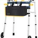 Agrish Narrow Walkers with Storage Bag - Width Height Adjustable Walker, Lightweight Folding Walkers, Walkers for Seniors Handicapped & Disabled, Up to 350 lbs, Black