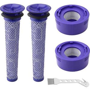 4 Pack Vacuum Filter Replacement Kit for Dyson V7, V8 Animal and V8 Absolute Cordless Vacuum, 3 Post Filter, 3 Pre Filter, Replaces Part # 965661-01 & 967478-01