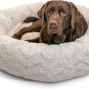 Best Friends by Sheri The Original Calming Donut Dog Bed for Large Dogs up to 100 lbs, Lux Faux Fur, Oyster, Large, 36" x 36"