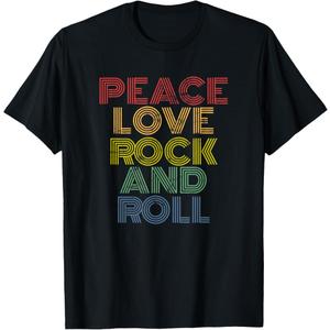 Peace Love Rock'n'Roll Distressed Rock Concert T-Shirt, 2XL