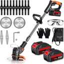 Weed Wacker, 21V Electric Cordless Weed Eater Brush Cutter with 3 Types Blades and 4.0Ah Battery Powered, 3.9 lbs, Adjustable Cutting Angle & Height Edger Lawn Tool for Garden and Yard