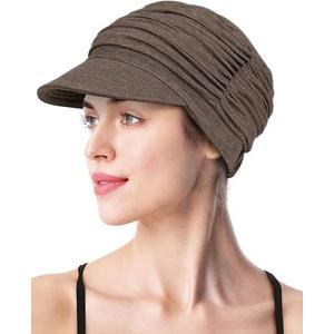Soft Bamboo Baseball Cap for Chemo Women,  Dark Brown Grey