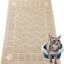 Cat Litter Mat, Litter Trapping Mat Soft on Kitty Paws, 35" x 24" Kitten Litter Box Mat for Cleaner Floors, Waterproof, Easy Clean, Durable Large Size Cat Litter Pad for Kitten. (Beige)