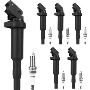 Autoexact Ignition Coil Packs and Iridium Spark Plugs Set Fit for BMW 3.0L 2007-2013 328i X3 528i X5 325i 128i 328xi Z4 330i 530i 525i 530xi 325xi 528xi 330xi 525xi L6, Replaces UF592, 6PCS