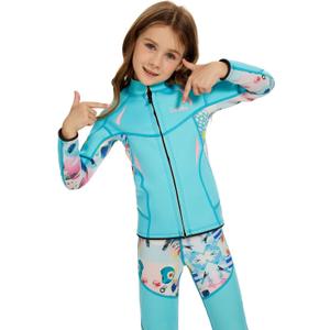 GoldFin Kids Wetsuit Jackets, 2mm Girls Boys Wetsuits Tops Toddler Neoprene Long Sleeve Keep Warm for Water Sports Diving Surfing Swimming Kayaking, Size 8