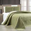 Grand Linen - 3-Piece SAGE Green Oversize Stella Grande Bedspread Queen/Full Embossed Coverlet Set 106 by 100-Inch