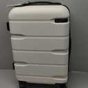 Coolife Luggage Expandable(only 28") Suitcase PC+ABS Spinner Built-In TSA lock 20in 24in 28in Carry on (white, S(20in_carry on))