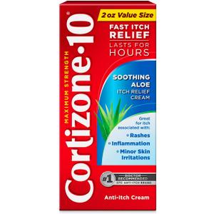 Cortizone-10 Maximum Strength Soothing Aloe Itch Relief Cream, 1% Hydrocortisone, Fast-Acting, Anti-Itch Cream for Bug Bites, Rash, Eczema, Psoriasis, Poison Ivy, Oak, Sumac & More, 2 oz