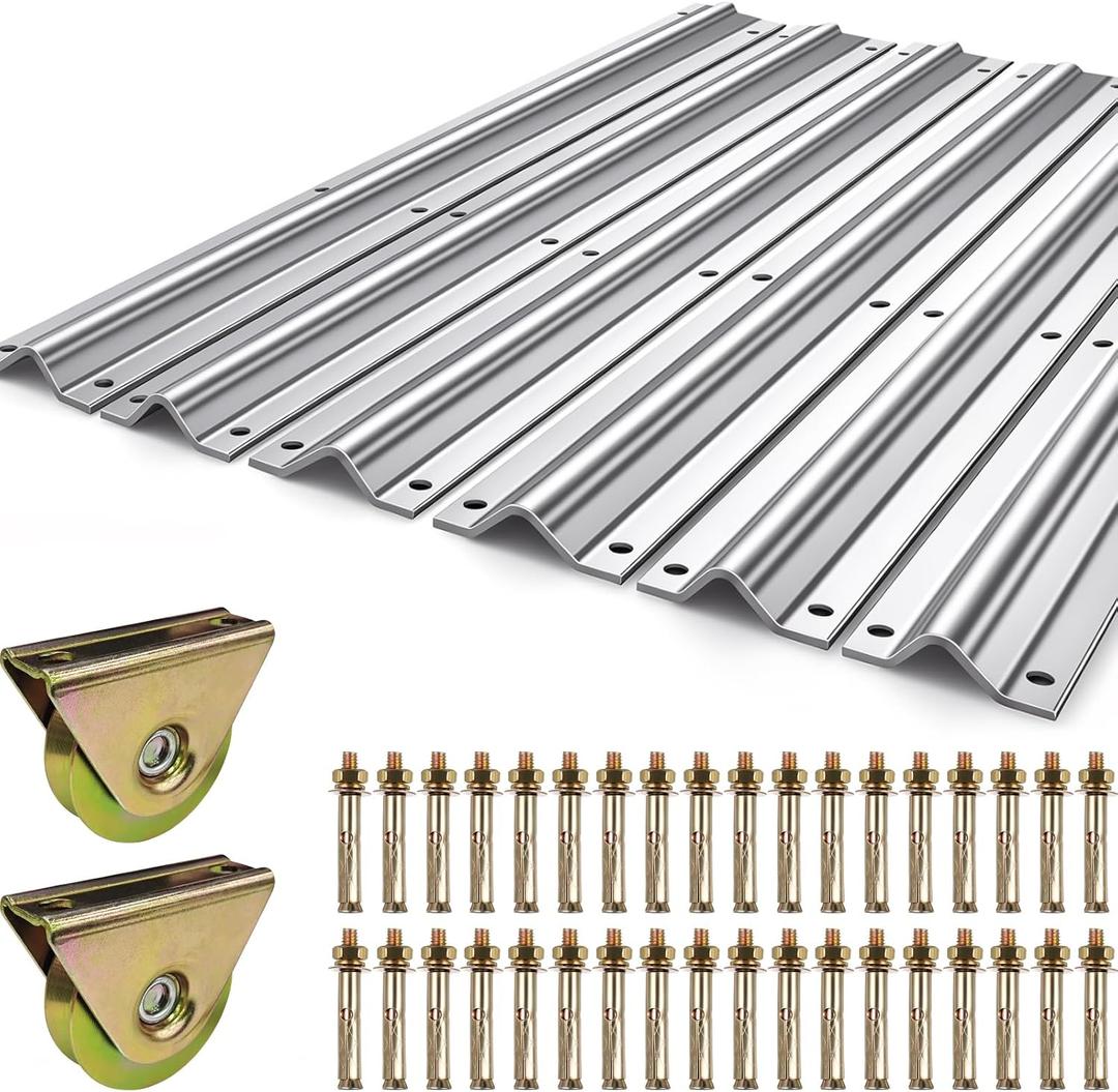 36 ft Sliding Gate V Track Kit 3mm Thick Galvanized Inverted V Rail with 2 Pack 3" V-Groove Wheels, 6 x 6ft Sections Heavy Duty Driveway Gate Track System