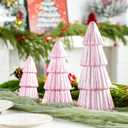 3Pcs Artificial Christmas Tree Decorations Glittering Foam Tabletop Xmas Tree Modern Christmas Centerpiece Decor for for Table Mantel Home Holiday Party Decor(Pink)