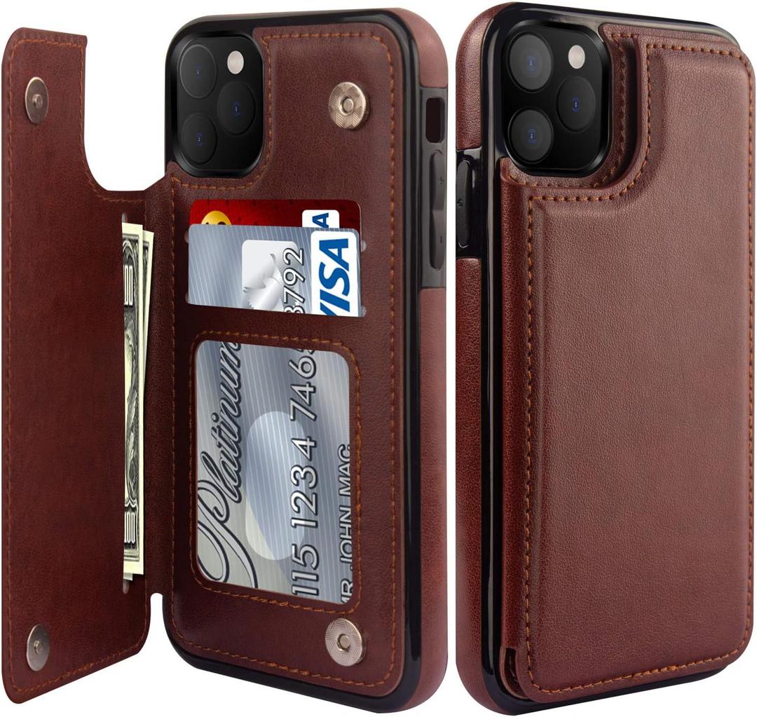 LETO for iPhone 15 Pro Max Wallet Case - Flip Folio Leather Kickstand - Fashionable Designs - Credit Card Holder - Protective Phone Cover for Women and Girls - 6.7" - Dark Brown