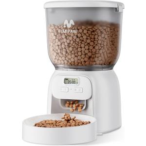 Automatic Cat Feeder: 4L Cat Food Dispenser Timed Precise Auto Feeder Programmable 1-6 Meals- Easy to Clean& Dual Power with Desiccant Bag Keeps Food Fresh- Reliable Pet Feeder for Cats (White-Basic Edition)