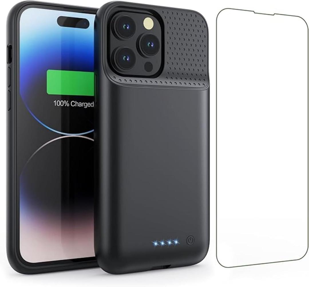 Battery Case for iPhone 14Plus/14Pro Max/13Pro Max, Powerful 8600mAh Portable Protective Charging Case,Rechargeable Extended Battery Charger Case for iPhone 13Pro Max, 14Pro Max and 14Plus (6.7 Inch) (Black)
