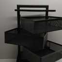 Bathroom Rotating Storage Cart No Assembly Required 4-Tier Metal Sturdy Fruit Basket for Kitchen, Rolling Vegetable Storage Rack,Bathroom Shelf,Storage Drawer Cart (Black, 4 Tier-Square)