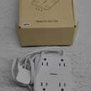 Flat Extension Cord 10 FT, TESSAN Surge Protector Power Strip 10 Feet with 4 Outlets 3 USB Wall Charger (1 USB C), Surge Protection, Ultra Thin Long Power Cord Mountable for Indoor Essentials, White