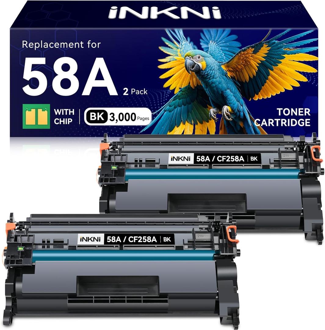 InkNI CF258A 58A Toner Cartridge Black (with Chip) Compatible Replacement for HP 58A 58X CF258A CF258X for LaserJet MFP M428fdw M428fdn M428dw M404 M428 Pro M404n M404dn M404dw Printer(2 Pack)