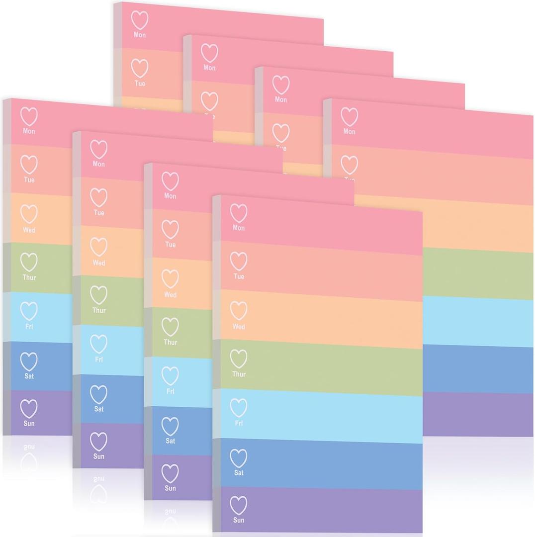 8 Pack Weekly Planner Notebook To Do List Notepad for Work 50 Sheets, Weekly Planning Organizer for Week Tasks Goal Setting Color Bands Design for Office Home School (Rainbow Color,Tear off)