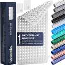 Bathtub Mat Non Slip 35x16 - homerella Bath Mat Incl. Hooks for Drying, Extra Long, 100% BPA Free, Shower Mat Non Slip Anti Mold, Machine Washable, Shower Mats for Inside Shower Mildew Resistant (34.5" x 15.5" (Rectangular), White)