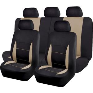 Flying Banner Car Seat Covers Set Beige Tan Front Seats Rear Bench Polyester car seat Protectors Easy installations Rear Bench Split Classic Man Lady Truck