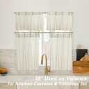 Mini Curtains for Small Windows 18 Inch Length 24w 18L Long Cafe Pinch Pleated Striped Farmhouse Curtains for Kitchen