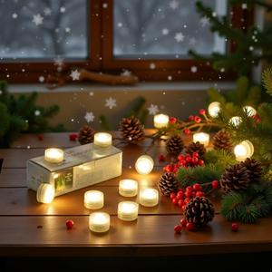 Mini Waterproof Battery Christmas LED TeaLight 20pcs 1.2" Battery Powered LED Puck Accent Light for Party Events Wedding Hallowen Pumpkin Light Pond Fountain Decor(Warm White)