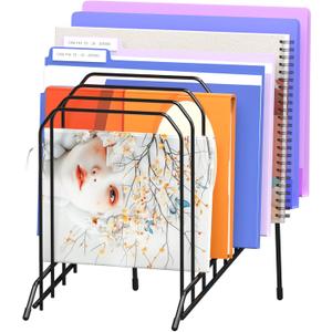 Gawerk Incline Metal Desk Magazine Folder Holder, Sorter Desk File Organizer with 8-Section Vertical Compartments Rack File Organizer for Office, Home, School