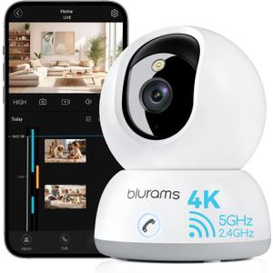 blurams Cameras for Home Security, 2K Pet Camera with Phone App, 360 PTZ Indoor Cameras, 2-Way Talk, Motion Tracking, Color/IR Night Vision, Compatible with Alexa, 8MP, Wi-Fi 6