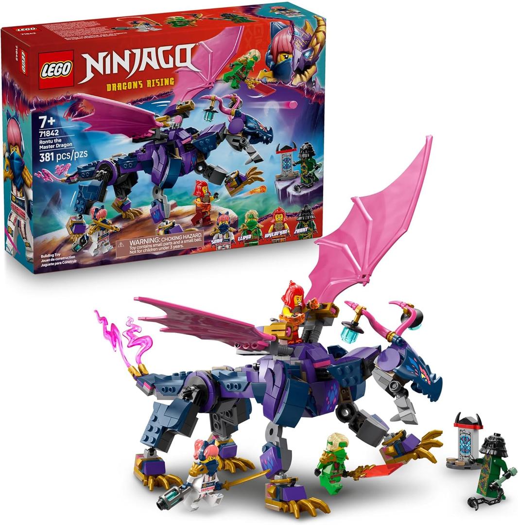 LEGO NINJAGO Rontu The Master Dragon Building Toy - Dragons Rising Model Building Kit for Boys & Girls, Ages 7+ - Kids Toy W/ 4 Ninja Minifigures & Dragon Figurine - Gift Idea for Birthdays - 71842