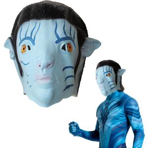 Carnavalife Blue Alien Avatar Latex Mask Jake with Braids and Ears, Sci-Fi Costume for Sully Adults, Halloween & Cosplay