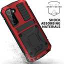 Simicoo Compatible with Samsung S22 Plus Metal Bumper Silicone Case with Stand Hybrid Military Shockproof Heavy Duty Rugged case Built-in Screen Protector Cover (Red)