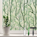 DKTIE Window Film Privacy with Installation Tools, Decorative Stained Glass Window Clings for Home, Static Cling Window Sticker for Front Door, Bathroom, Glass Door (Dark Green, 35.4'' x 78.7'') 4 Pack