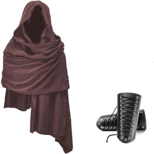 Cowl Hood Scarf Rogue Hood Medieval Cloak Renaissance Costume Men Neck Warmer Hooded Cape Hat Arm Bracers