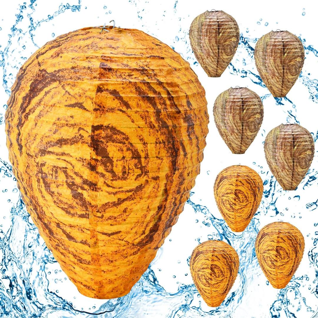 8 Pieces Wasp Nest Decoy Hanging Fake Wasp Nest Waterproof Material Hornet Decoy for Hornets (mix Color 8 pack)
