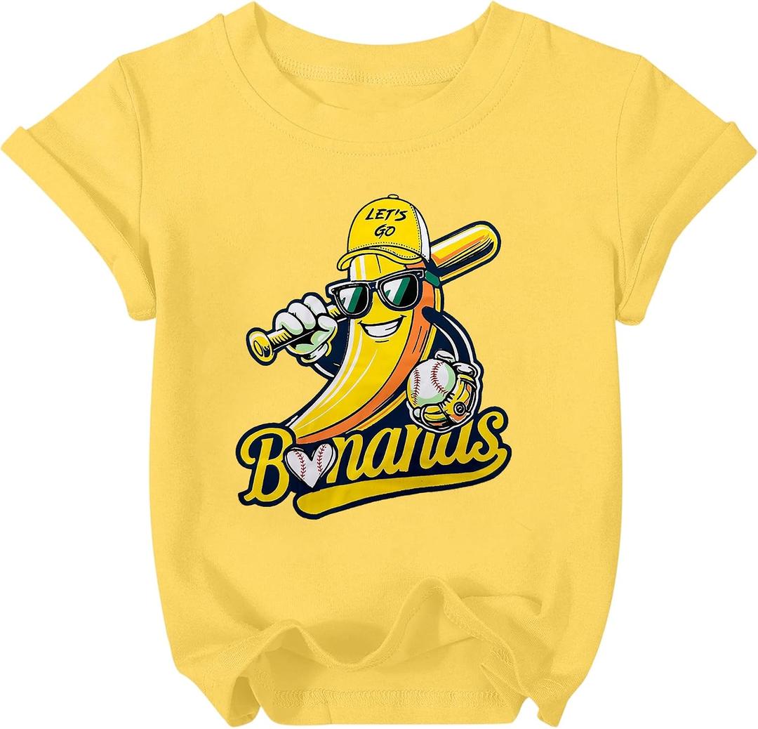 Baseball Shirts for Toddler Girl Boy Baseball Player T Shirt Game Day Sports Fan Short Sleeve Tee Top (Yellow, S)