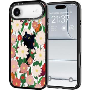 for iPhone 17 Air Case - [6.6 ft Military-Grade Drop Protection] [Anti-Peel Technology] Clear Black TPU Bumper Case with Cute Design(Cat and Flower)