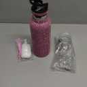 Bling Water Bottle Rhinestone,Diamond Water Bottle,glitter Cup pink,bling gifts for women,Bling Tumblers with 2 Style lids and 55in Chain (Pink)