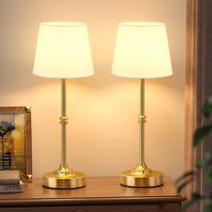 Kakanuo Rechargeable Cordless Table Lamp Gold - 2 Pack Brass 4000mAh Battery Operated Lamp, 3000K Warm Light, Touch Control Stepless Dimming, for Bedside, Dining Table, Home Decor