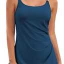 Aleumdr One Piece Swimsuits Women Swim Dress Skirted Tummy Control Bathing Suit Modest Swimwear with Pockets (Large, A4 Green)