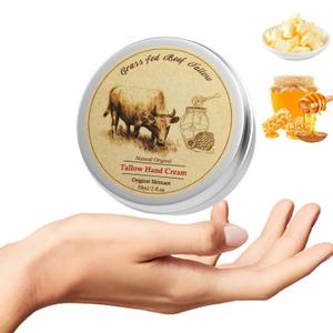 MROUVIK Beef Tallow for Skin, Tallow Hand Cream with Raw Honey, Beef Tallow Instant Relief Easily Absorbed Hand Cream for Very Dry Hands,Grass-Fed Tallow + Raw Wild Honey, 2 oz