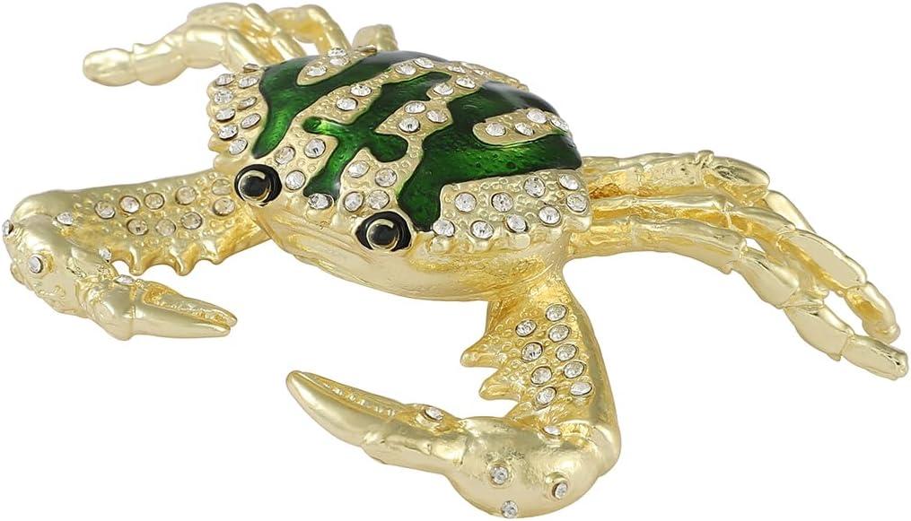 QIFU Hand Painted Sea Crab Style Enameled Jewelry Trinket Box Unique Gift for Family