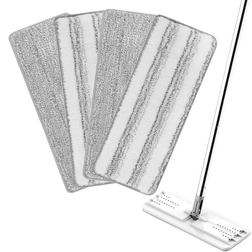 Yicotira 4 Pack Mop Replacement Pads Compatible with Joymoop Flat Mop or Mop Set - Microfiber Flat Mop Pads for All 13" X 4.9" Squeeze Flat Floor Mop - Washable Mop Head Replacement