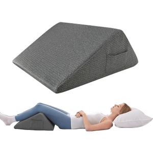 Bedluxe Knee Wedge Pillow - Memory Foam Leg Support for Sleeping, Post Surgery Triangle Pillow Wedge, Leg Elevation, Knees Hip Back Pain Relief (23.6 x 26 x 10, Extra Large, Black)