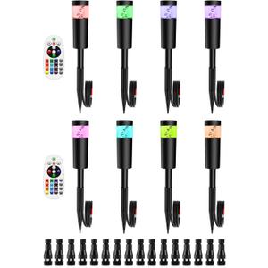 5W RGBW Low Voltage Landscape Pathway Lights with Connectors 12V Outdoor Color Changing Landscape Lighting LED Bollard Path Lights Wired Waterproof Walkway Light for Garden Yard (8Pack)