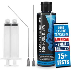 Pool Leak Detection Dye Kit - 75+ Tests - 2 Stainless Steel Precision Applicators - Superior Long Lasting Pool Dye Easily Locates Leaks - for All Pool, Spa, & Hot Tub Types - 8 OZ (Vibrant Blue)
