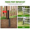 Fence Post Repair Kit，Heavy Duty Steel Fence Post Anchor Ground Spike ，Quick Fix Broken/Leaning Wood Posts with，and Fixed Fence Posts(One-Piece 33.7",2 pcs)
